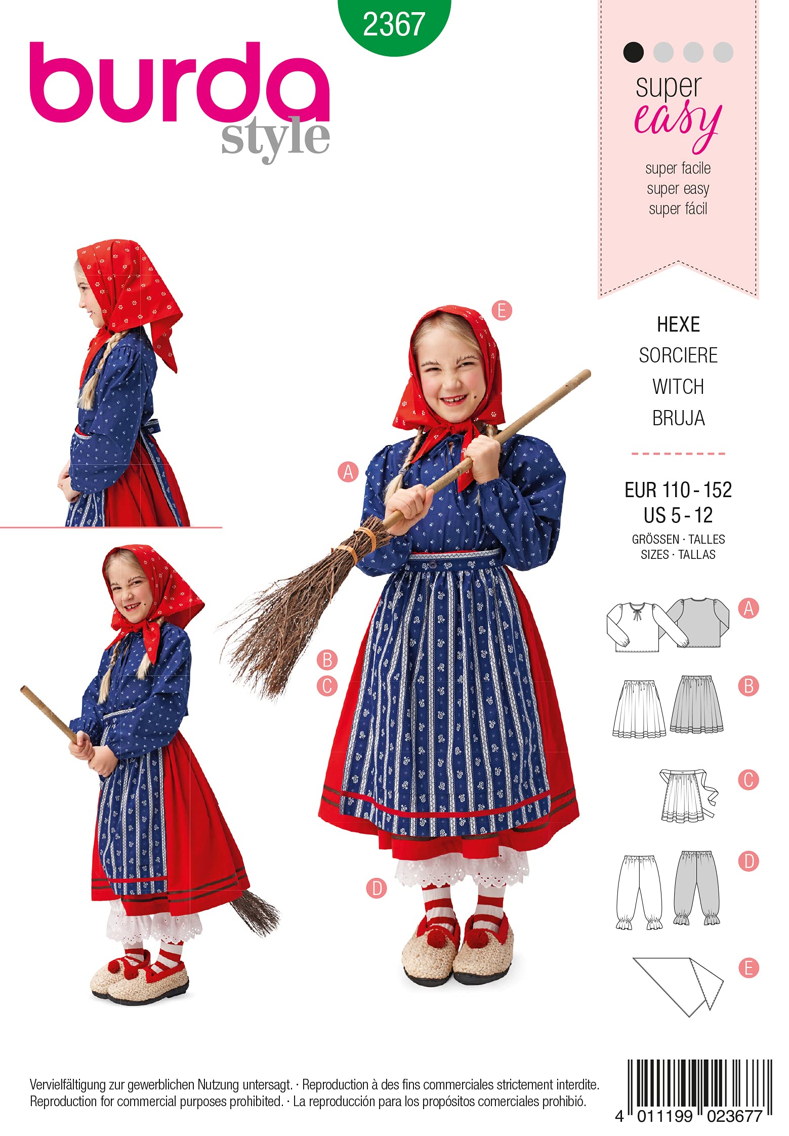 burda-style-2367-m-dchen-hexen-kost-m-schnittmuster-gr-110-152 image 6