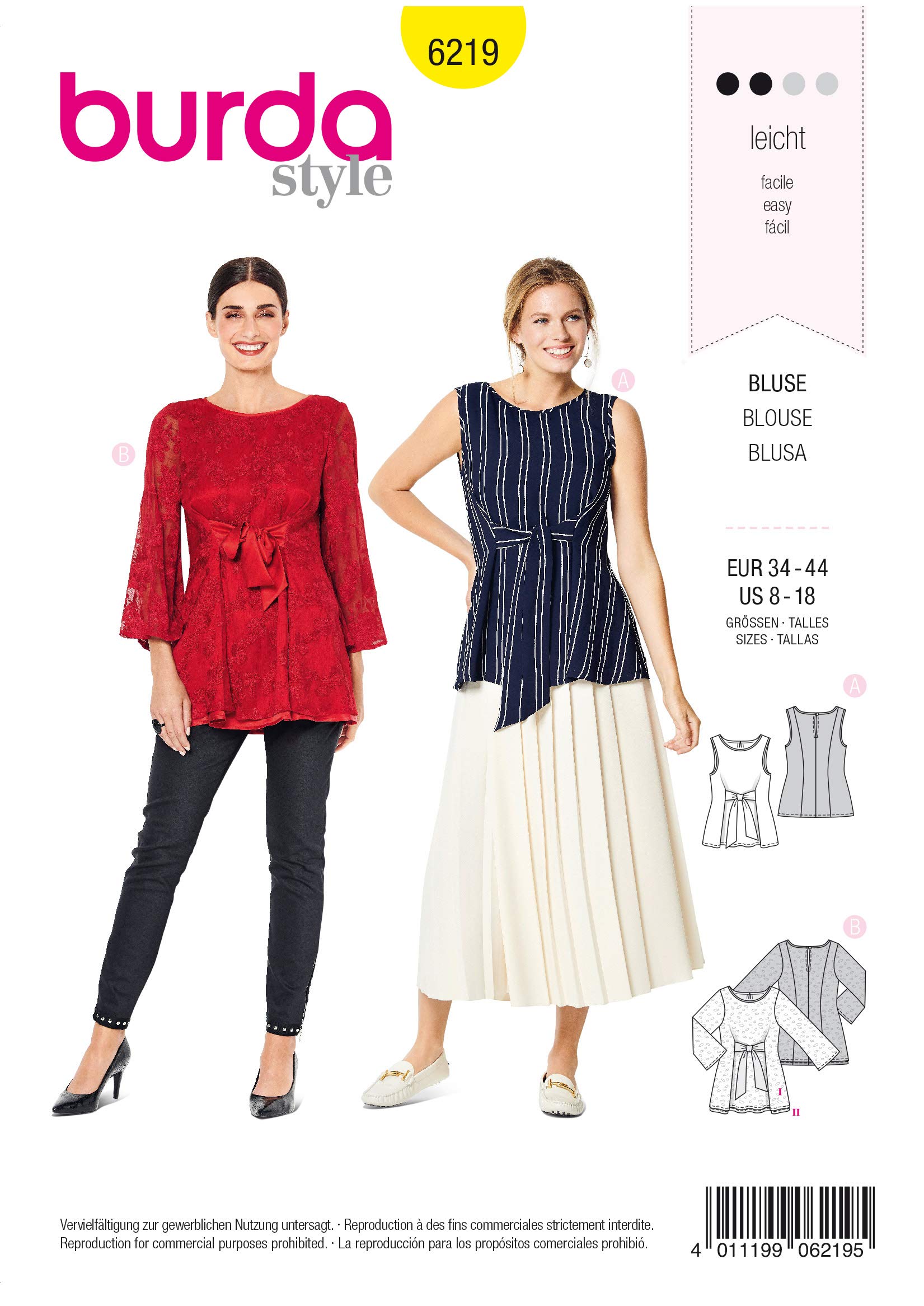 burda-6219-schnittmuster-damen-blusen-shirt-gr-34-44-level-2-f-r-anf-nger image 1