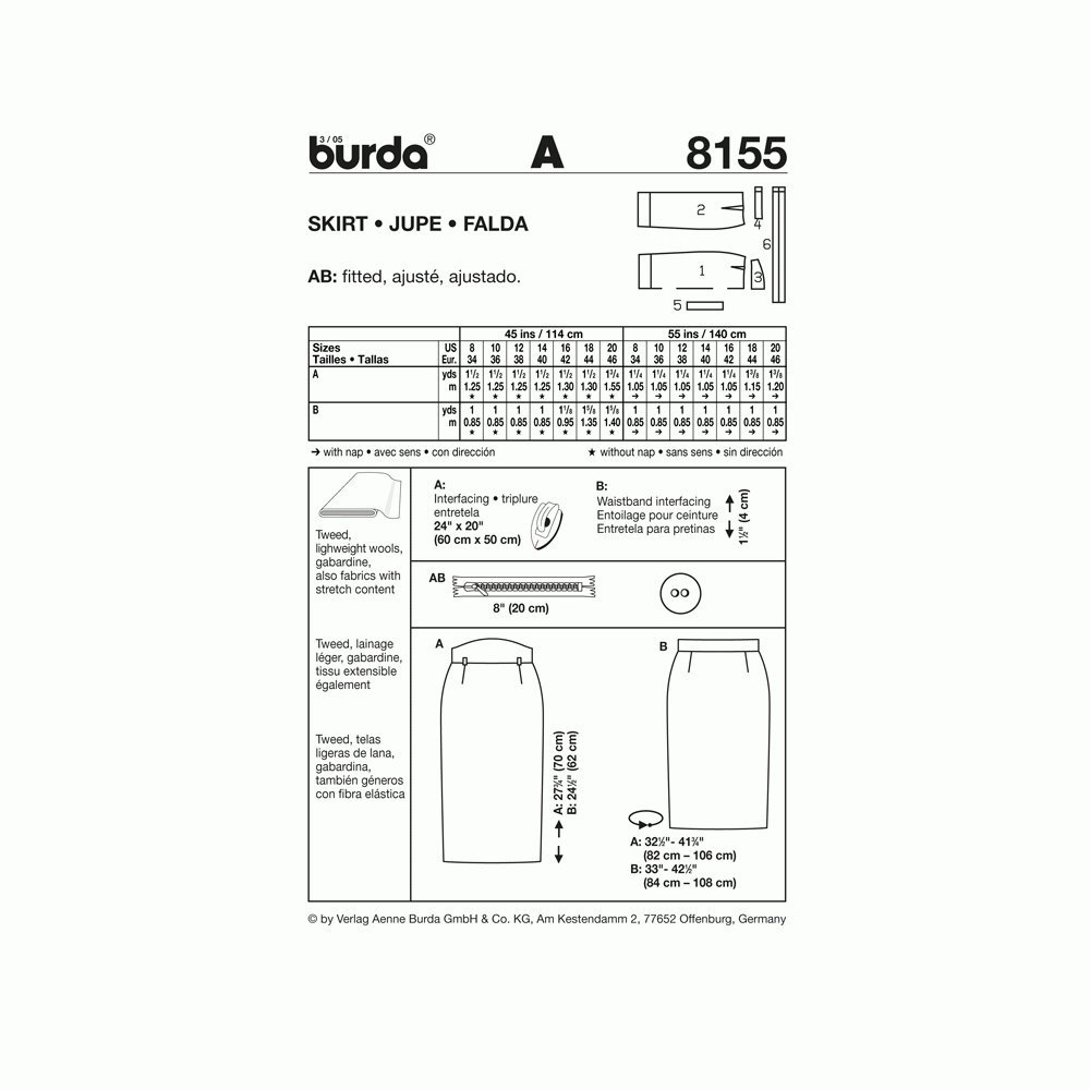 burda-style-schnittmuster-8155-damen-bleistiftrock-gr-34-46 image 2