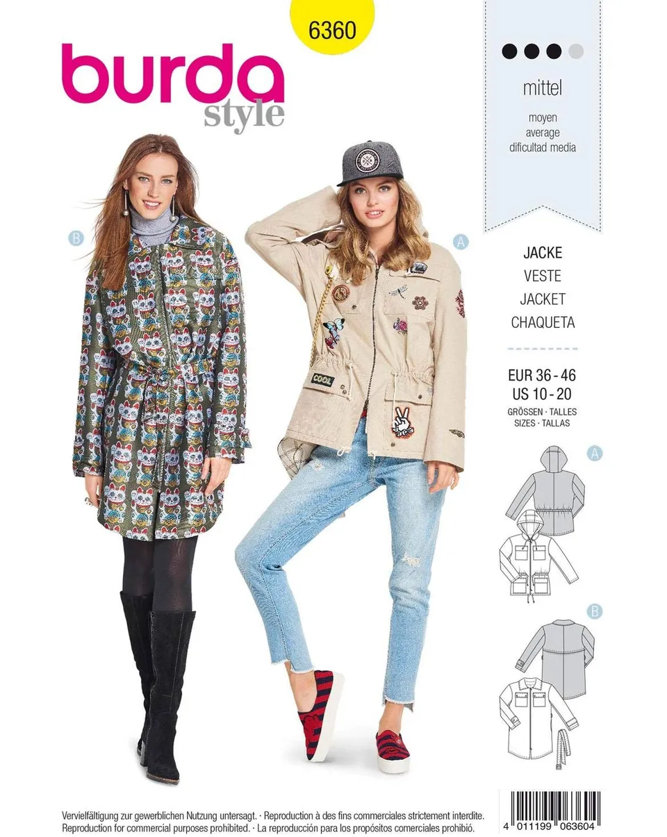 burda-style-6360-schnittmuster-parka-jacke-damen-gr-38-48 image 1
