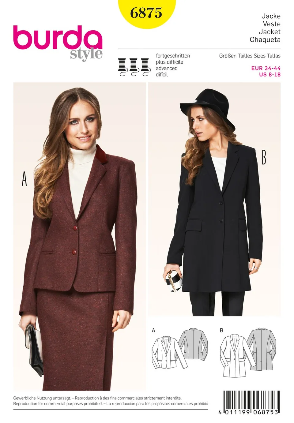 burda-style-schnittmuster-6875-damen-jacke-blazer image 1