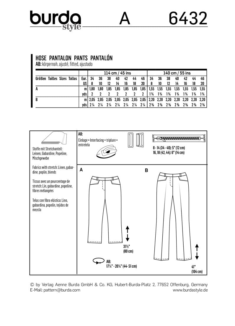 burda-style-schnittmuster-damen-b-gelfalten-hose-6432-gr-34-46-papierschnitt image 3