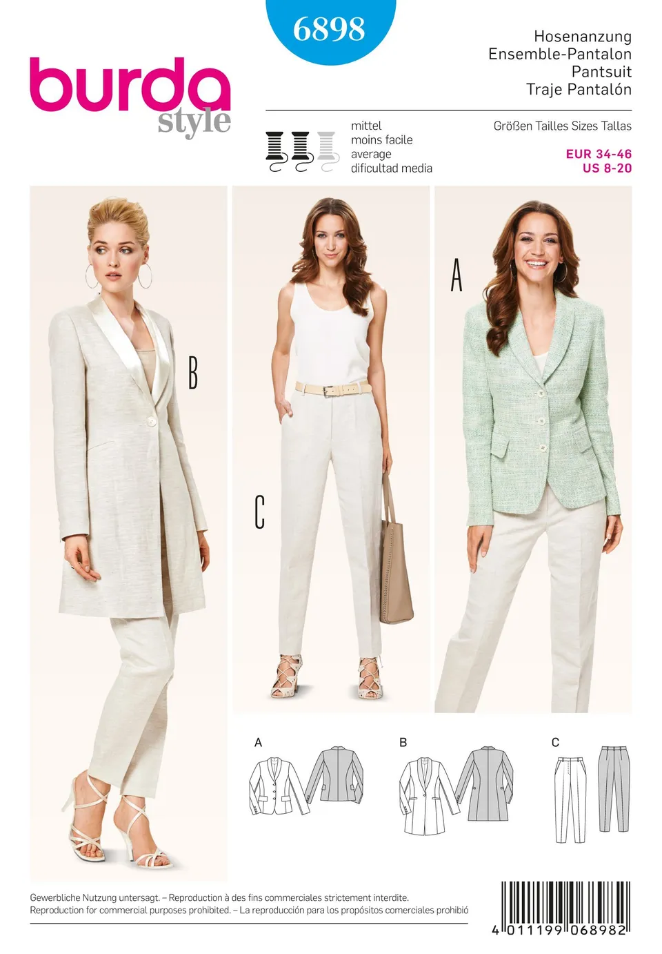 burda-style-b6898-schnittmuster-ensemble-pantalon image 1