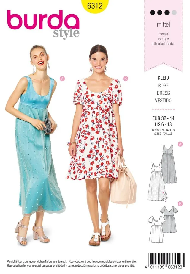 burda-style-6312-schnittmuster-damen-sommerkleider-gr-32-44 image 1
