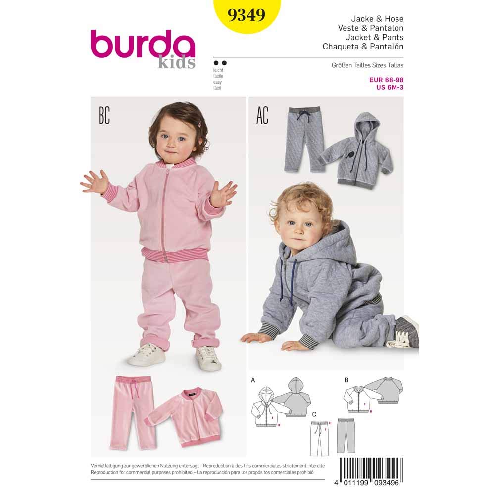 burda-kids-9349-schnittmuster-kinder-jacke-hose-trainingsanzug-gr-6m-3y image 1