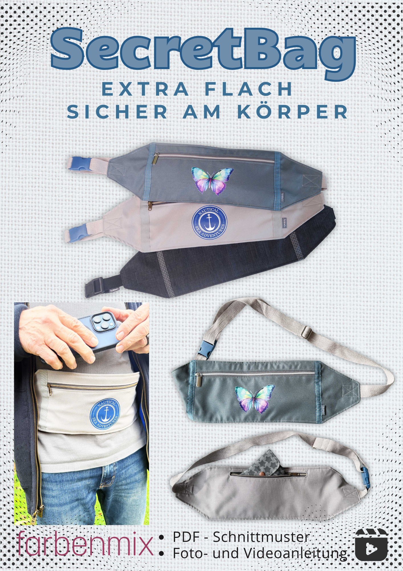 farbenmix-secretbag-flache-bauchtasche-schnittmuster-ebook image 1