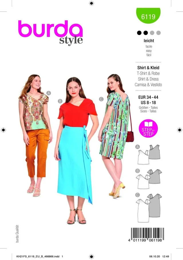 burda-style-6119-schnittmuster-shirt-und-kleid-damen-gr-34-44-level-2-leicht image 1