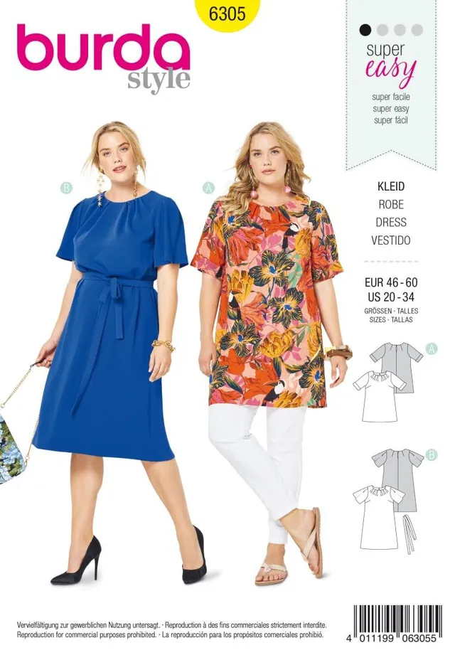 burda-style-6305-schnittmuster-damen-shirt-kleid-gr-46-60 image 1