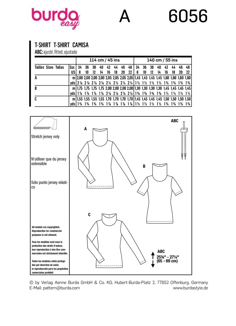 burda-style-b6056-schnittmuster-damen-shirtvariationen-gr-34-48-n-hlevel-super-l image 2