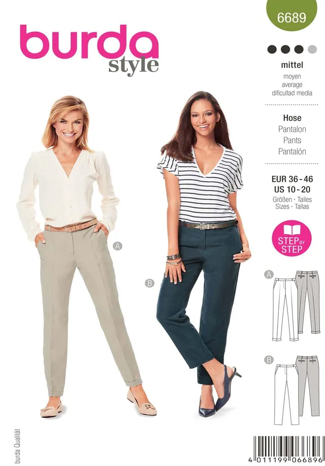 burda-style-6689-schnittmuster-damen-hose-gr-36-46 image 1