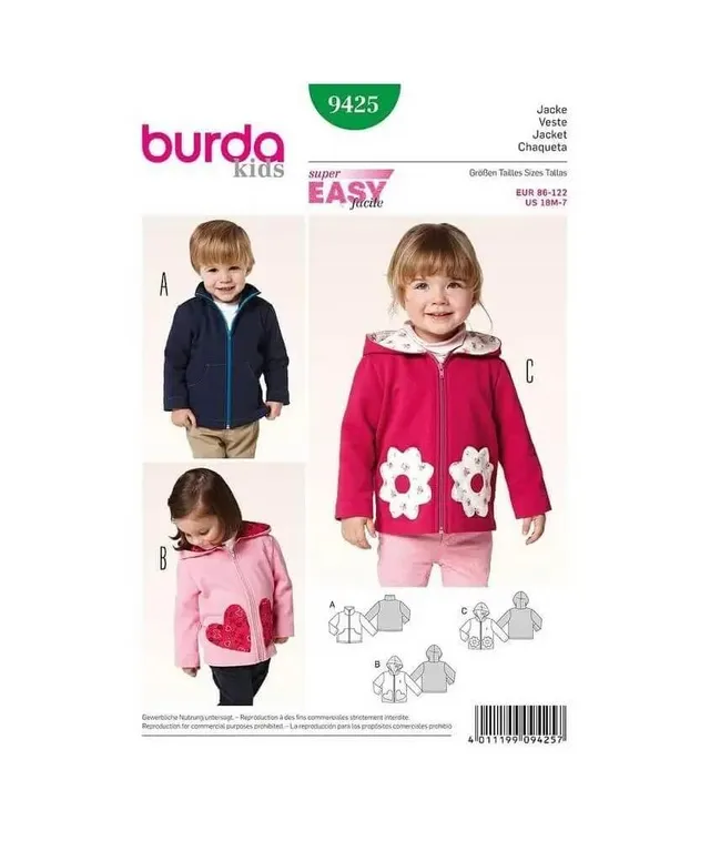 burda-style-burda-kids-schnittmuster-9425-kinder-jacke-mit-kapuze-gr-86-122 image 1
