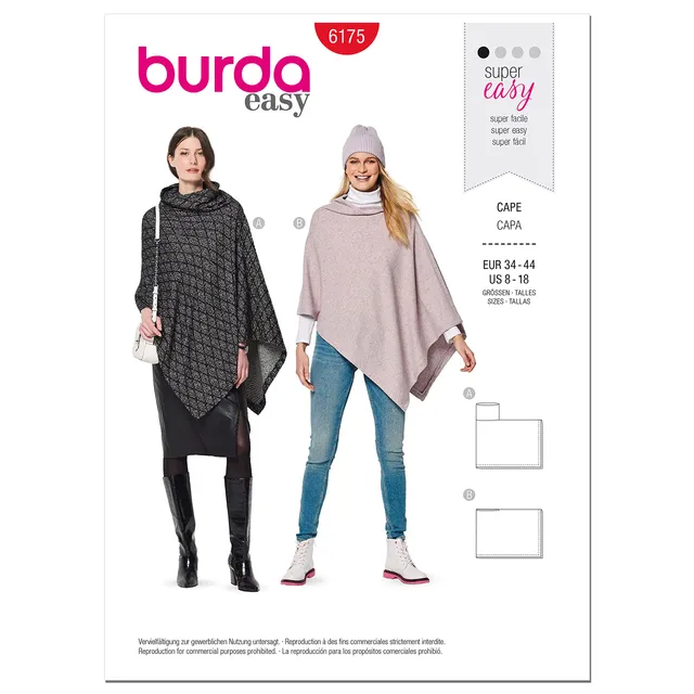 burda-style-6175-damen-poncho-jacke-papierschnittmuster-gr-34-44 image 1