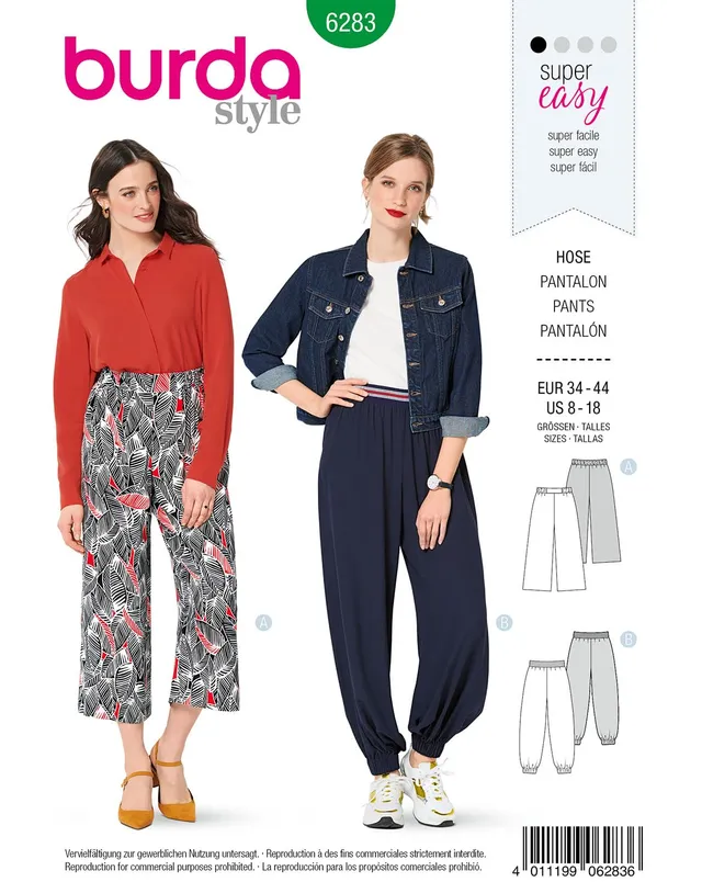 burda-style-hose-6283-damen-freizeithose-gr-34-44-papierschnittmuster image 1