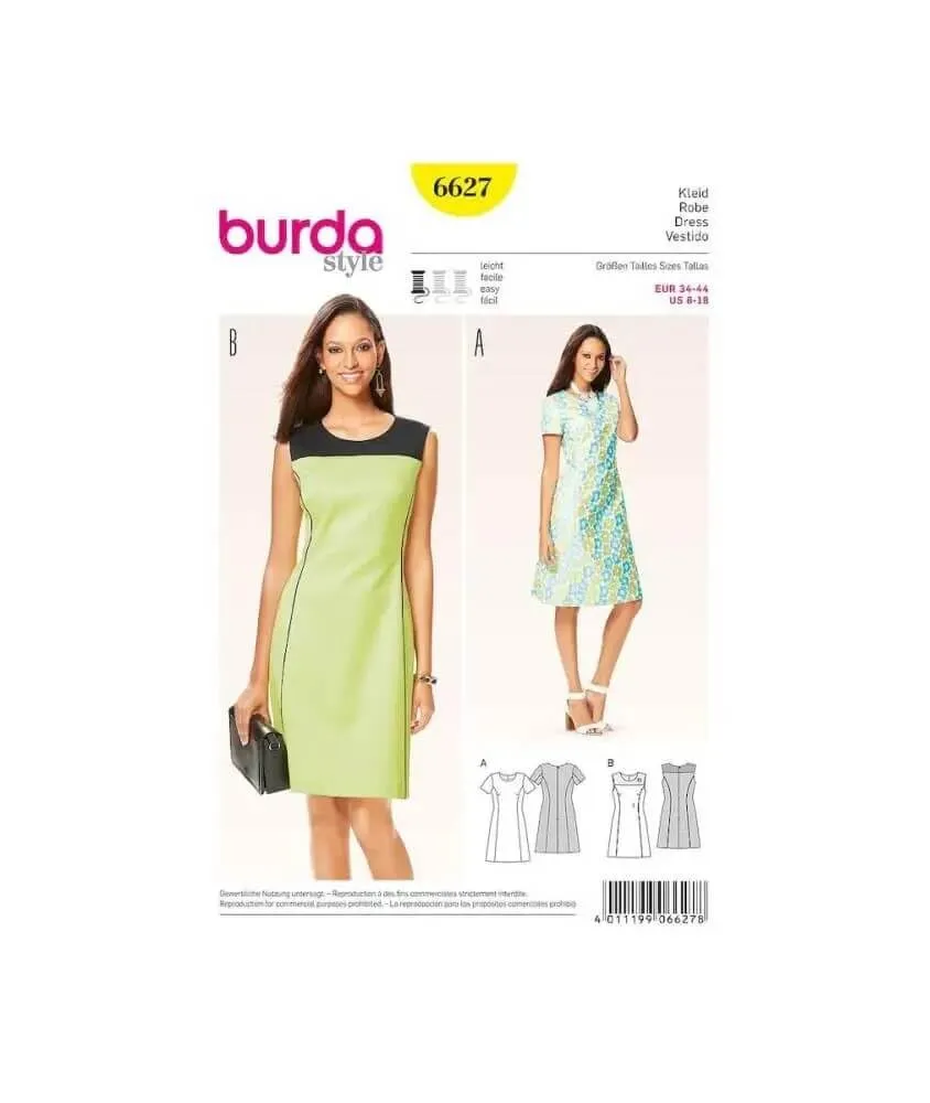 burda-style-6627-schnittmuster-damen-etuikleid-gr-34-44 image 1
