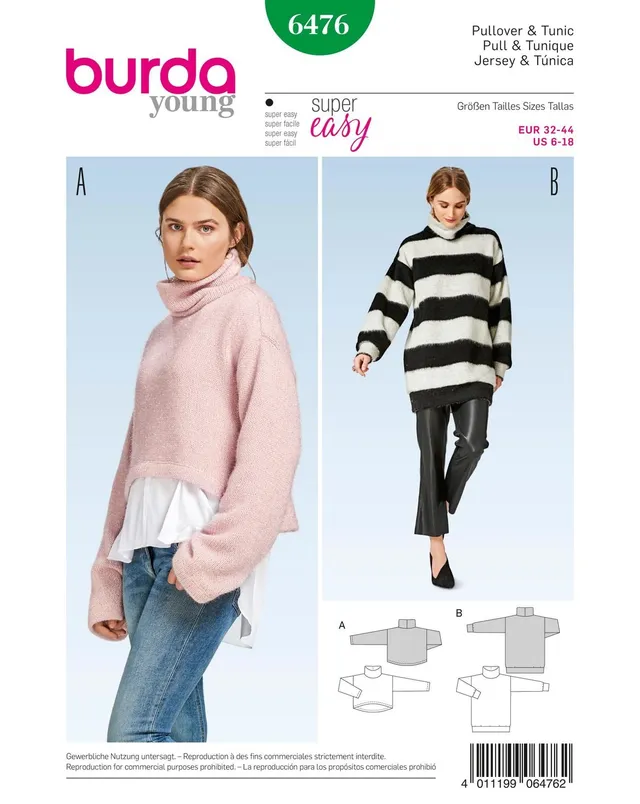 burda-style-6476-schnittmuster-pullover-tunika-damen image 1