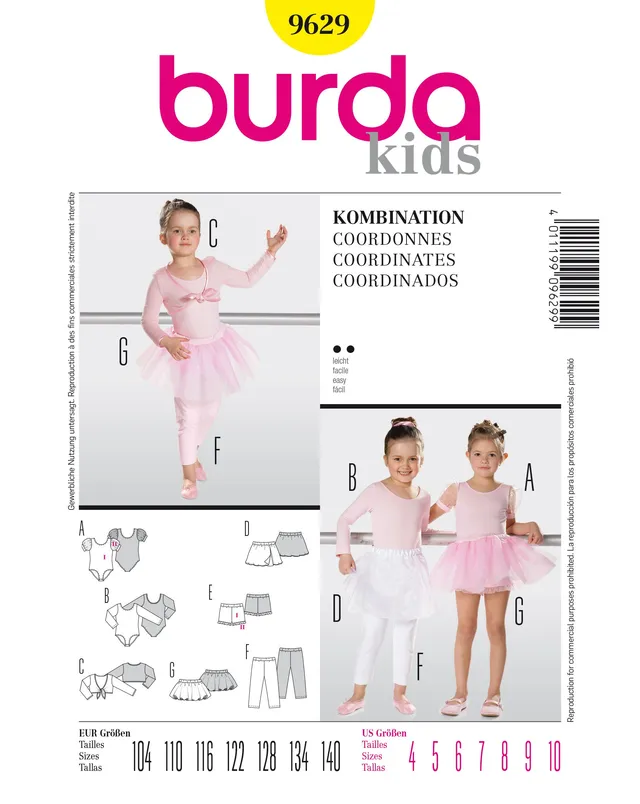 burda-style-9629-schnittmuster-ballett-set-body-rock-leggings-kids-gr-104-140 image 1