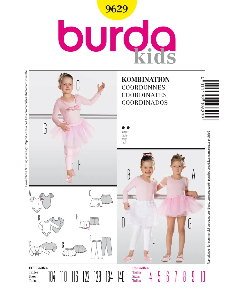 burda-style-9629-schnittmuster-ballett-set-body-rock-leggings-kids-gr-104-140 image 1