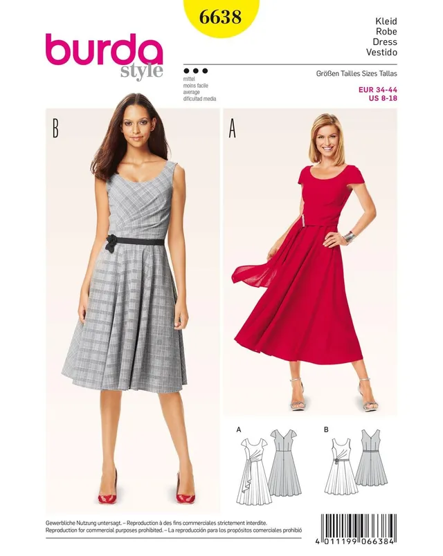 burda-style-b6638-schnittmuster-kleid-abendkleid-cocktailkleid-damen-gr-34-44 image 1