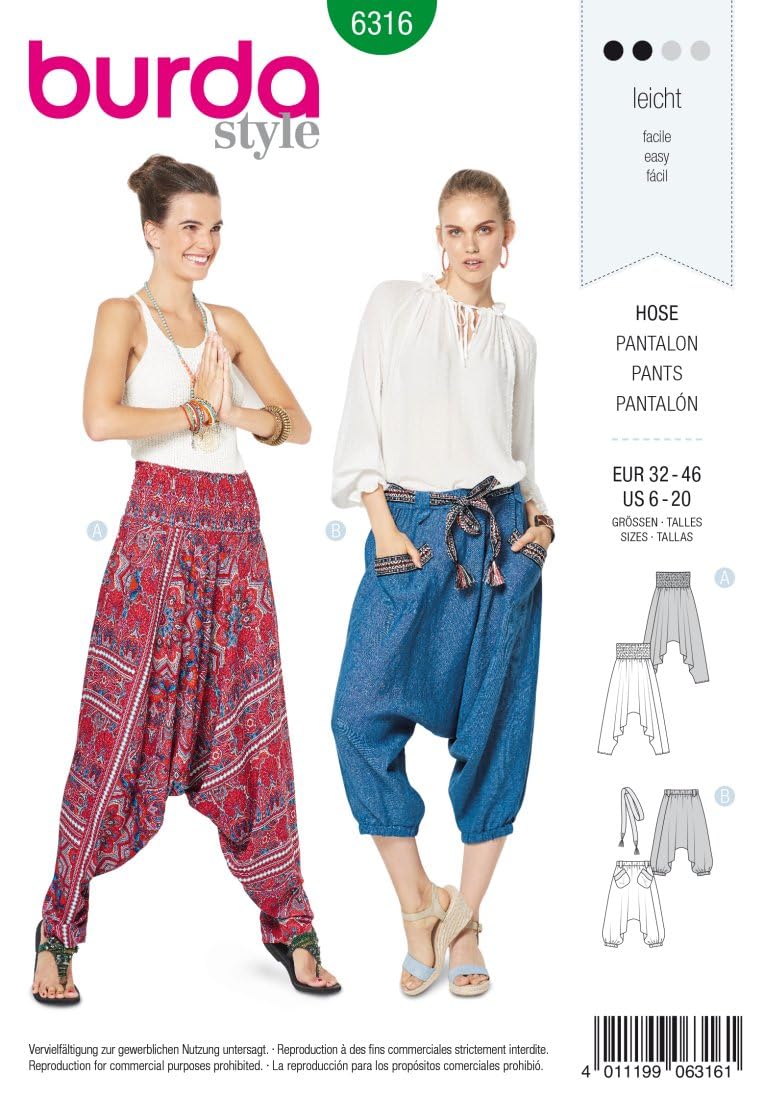 burda-style-6316-schnittmuster-damen-hosen-sarouelhose-gr-32-46 image 1