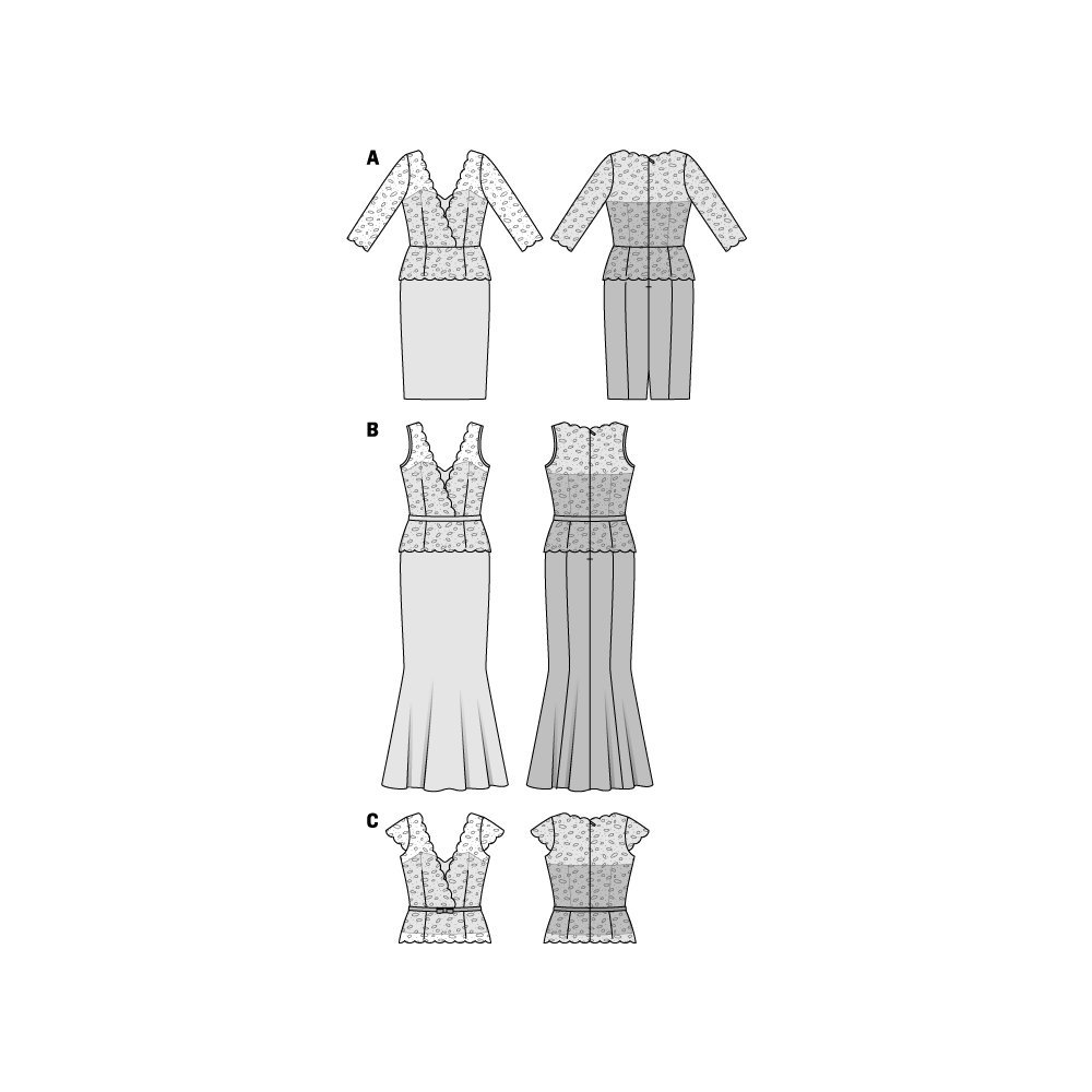 burda-style-6646-schnittmuster-damen-abend-kleid-spitzen-oberteil-gr-34-44 image 3