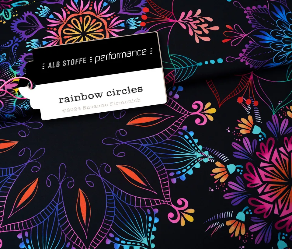 albstoffe-performance-rainbow-circles-schwarz-activewear-jersey-meterware image 1