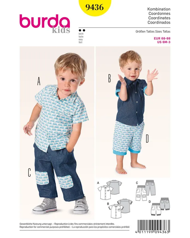 burda-style-9436-schnittmuster-baby-hemd-hose-gr-68-98 image 1