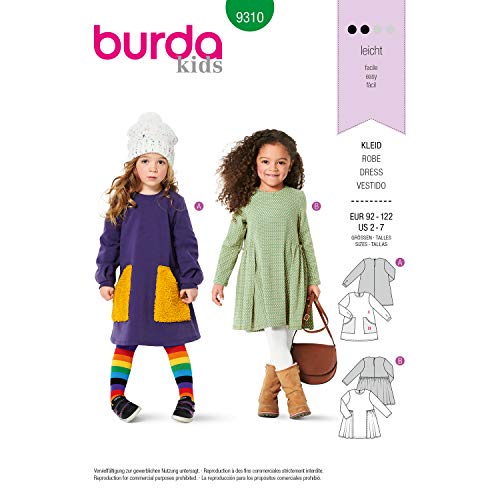 burda-style-9310-langarm-kleid-mit-taschen-und-berrock-papierschnittmuster-kids image 6