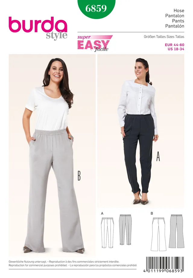burda-style-6859-schnittmuster-damen-schlupfhosen-gr-44-60-sehr-einfach image 1