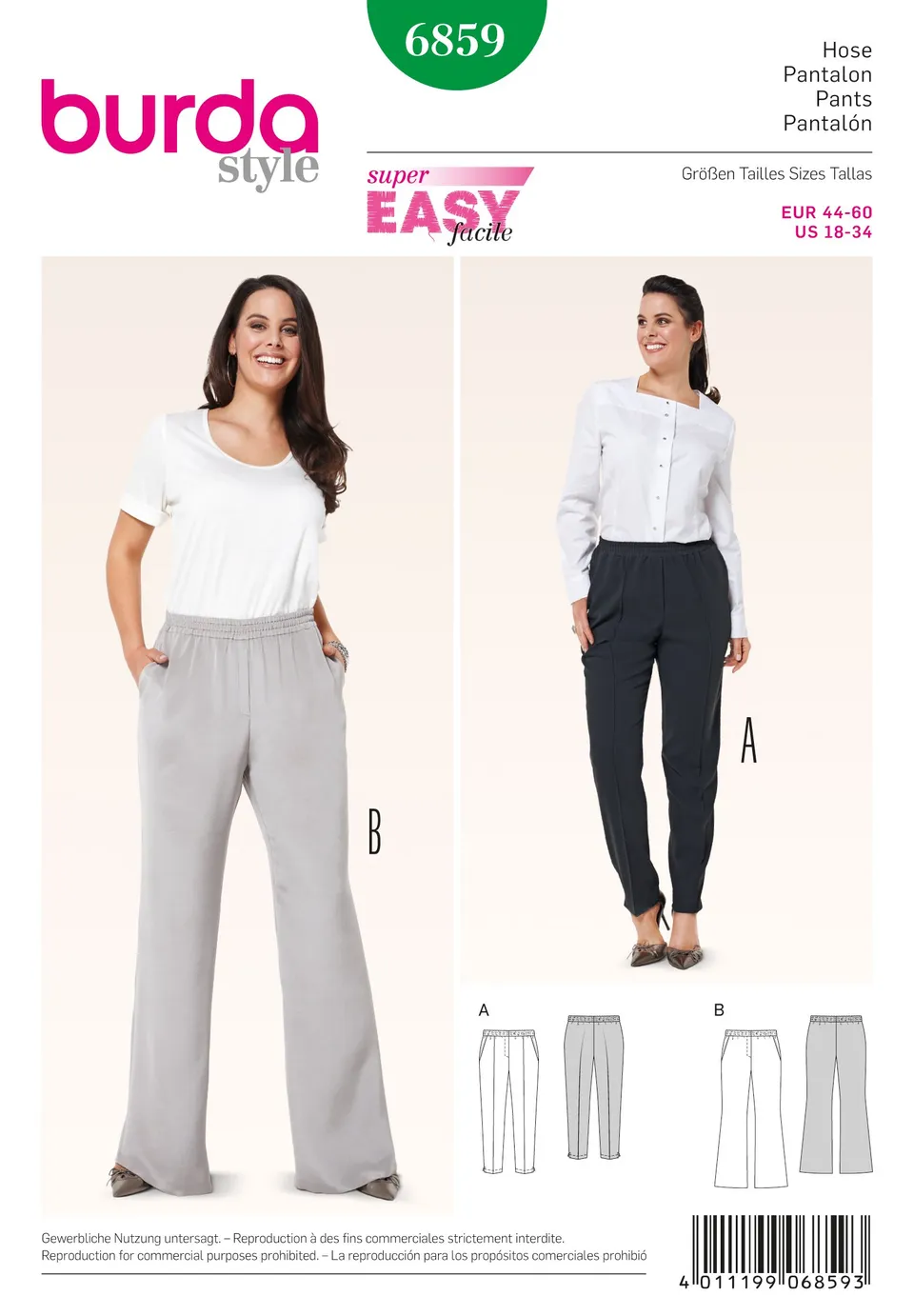 burda-style-6859-schnittmuster-damen-schlupfhosen-gr-44-60-sehr-einfach image 1