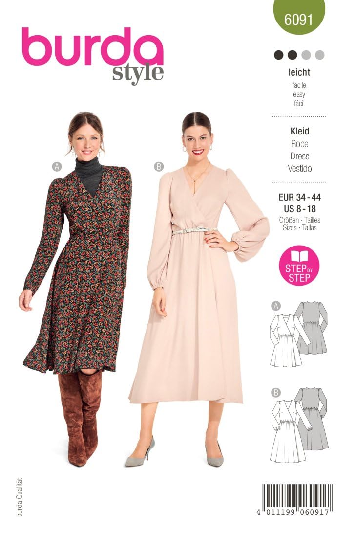 burda-style-schnittmuster-6091-damen-kleidvariationen-gr-34-44-leicht image 1