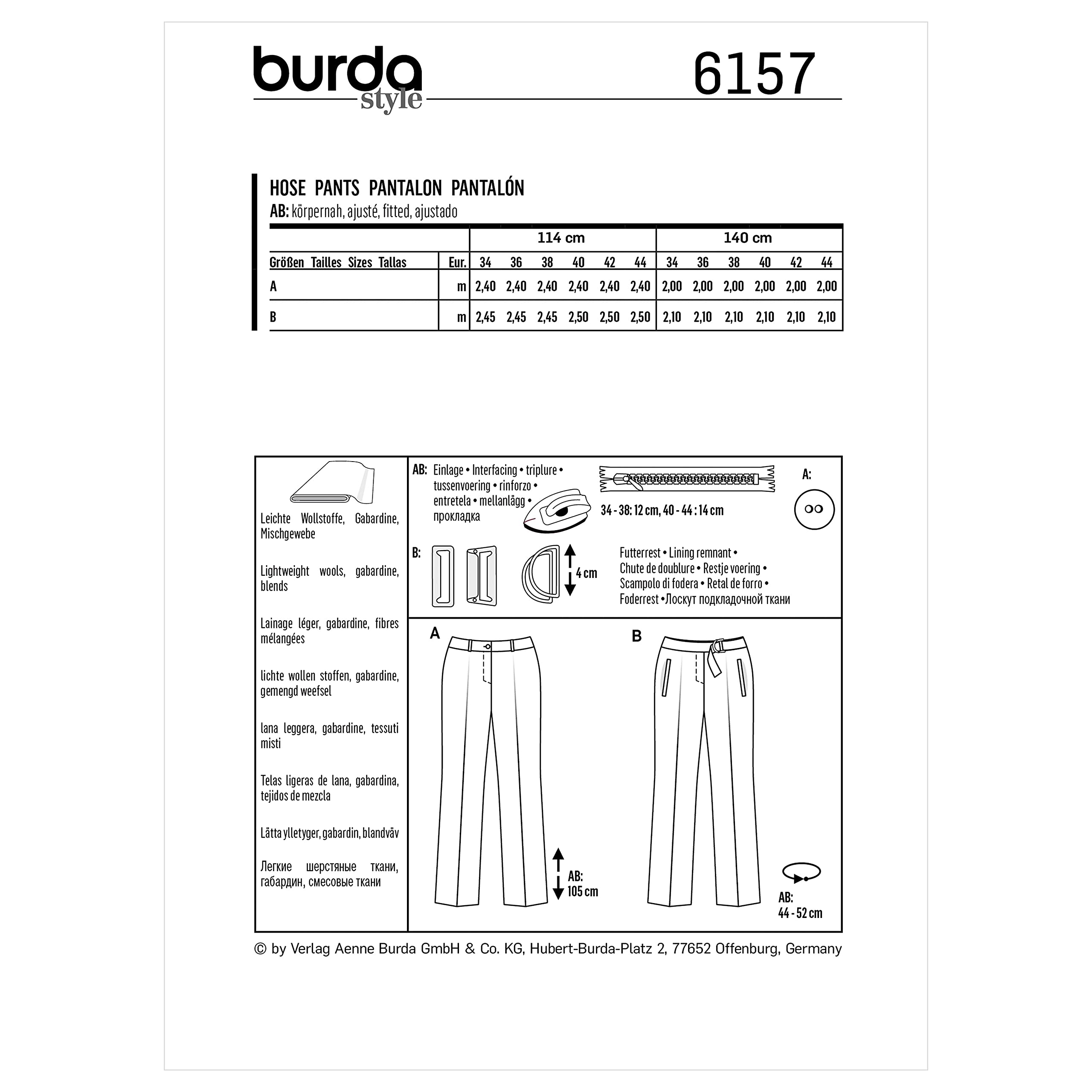 burda-style-schnittmuster-set-damenhose-gerade-geschnitten-gr-34-44 image 2