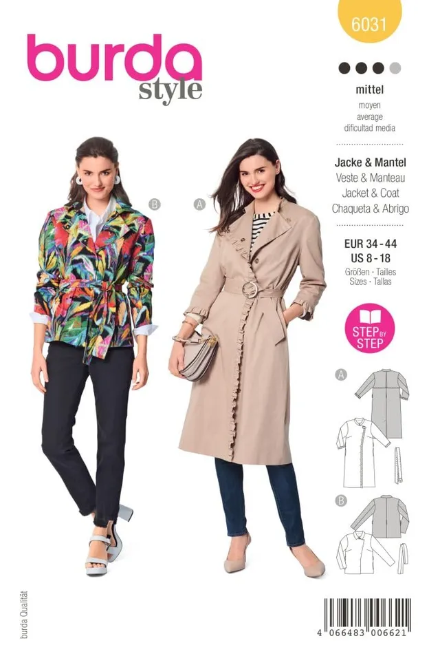 burda-style-schnittmuster-6031-mantel-und-jacke-mit-g-rtel-damen-gr-34-44-n-hlev image 1