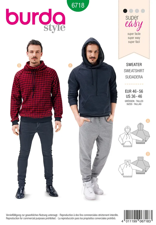 burda-style-schnittmuster-herren-hoodie-6718-gr-46-56 image 1
