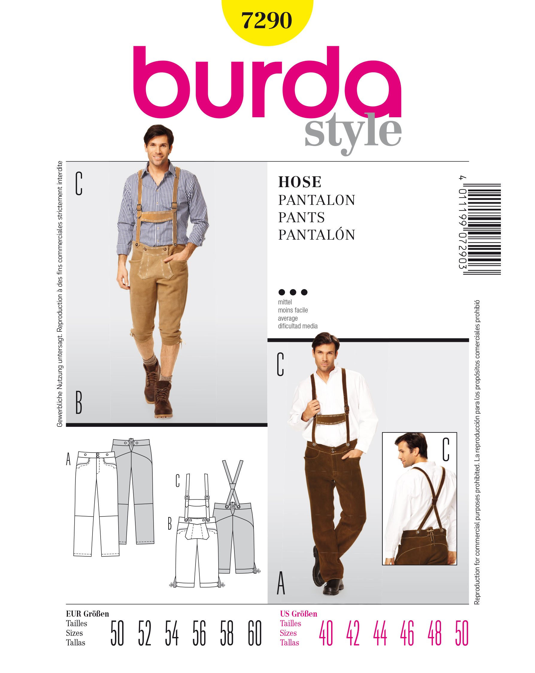 burda-style-schnittmuster-7290-herren-hose-pantalon-gr-50-60 image 1