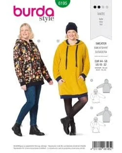 burda-style-6195-schnittmuster-kapuzen-sweater-damen-gr-44-58 image 1