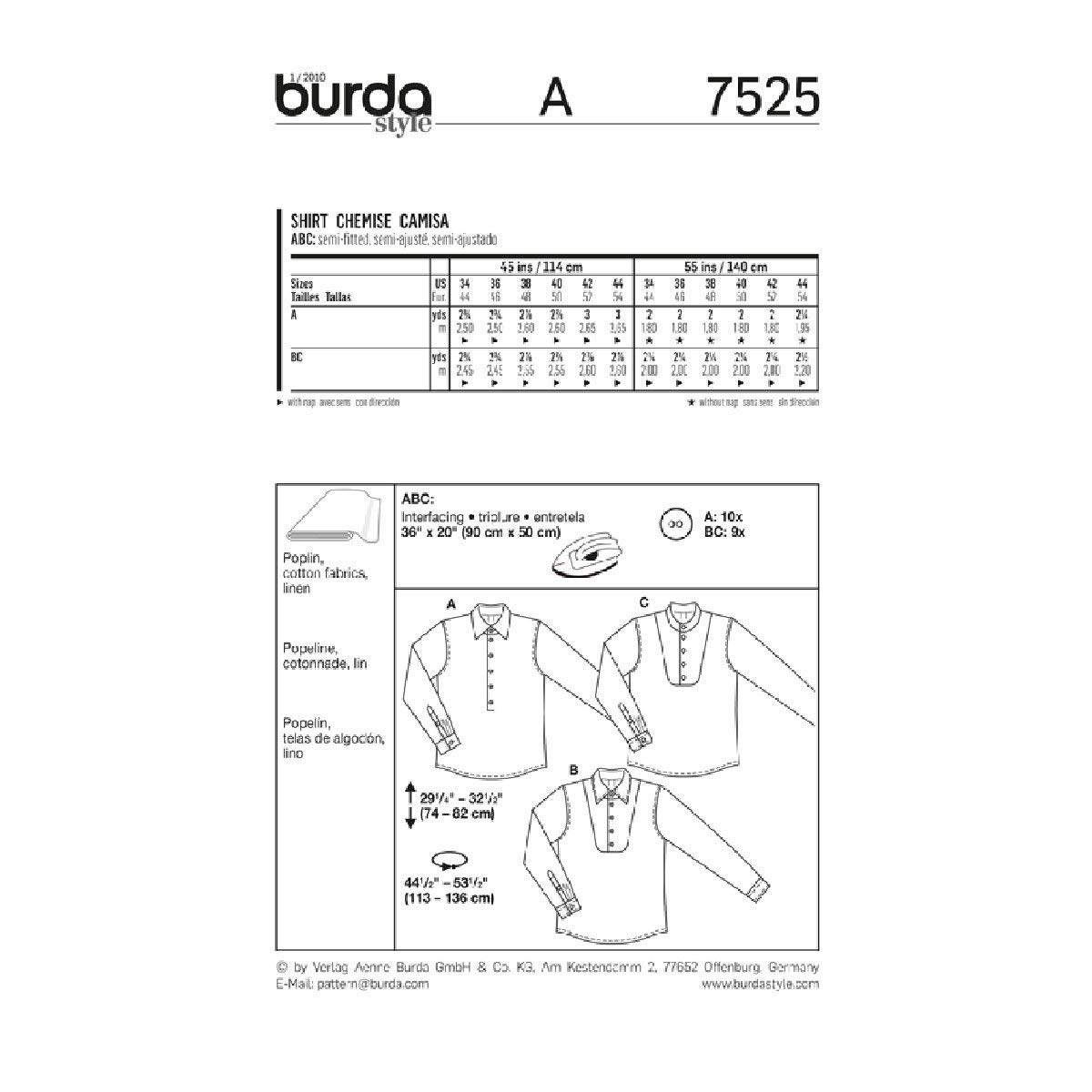 burda-style-7525-herren-hemd-papierschnittmuster-gr-44-54 image 4