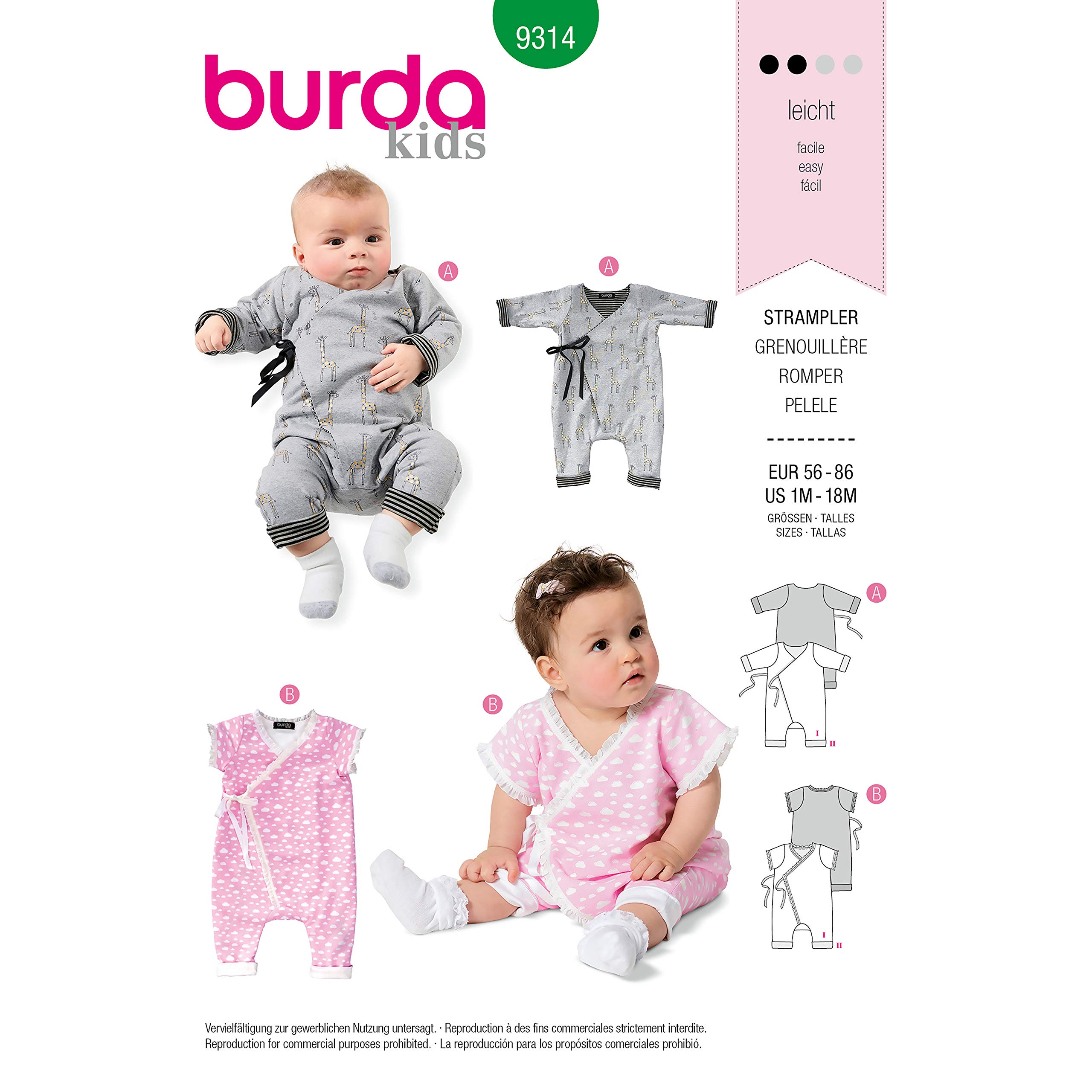 burda-style-9314-schnittmuster-baby-wickelstrampler-gr-56-80 image 1
