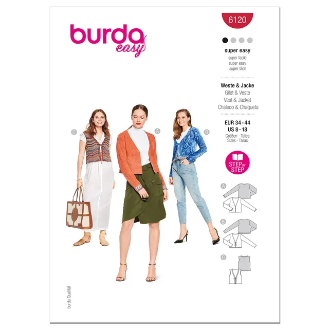 burda-style-schnittmuster-jacke-weste-set-damen-gr-34-44 image 1