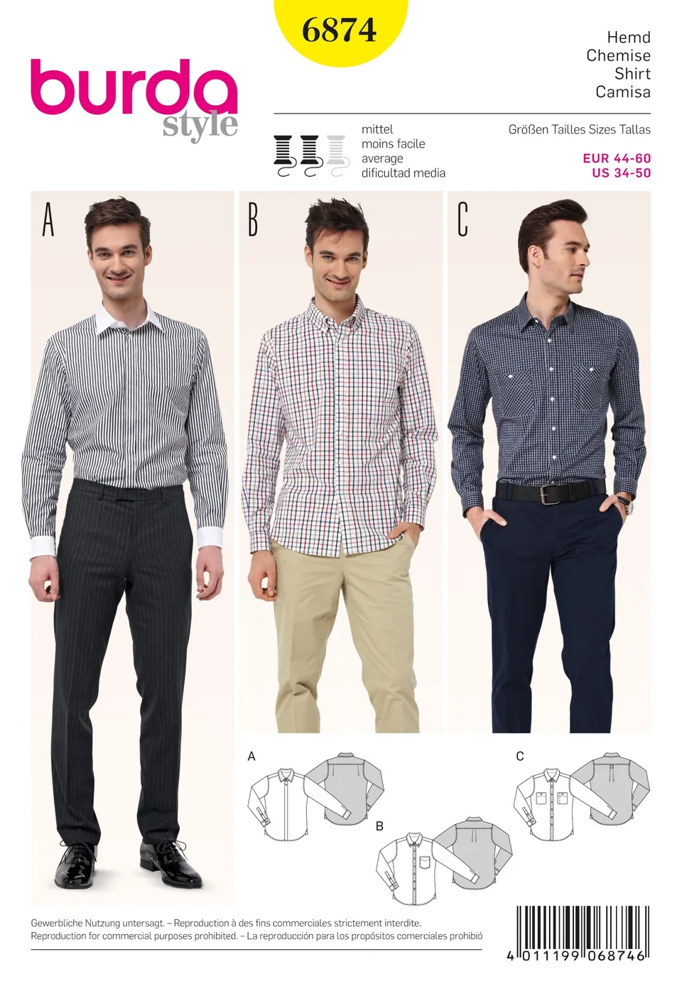 burda-style-6874-schnittmuster-herrenhemd-mit-kragenvarianten image 1