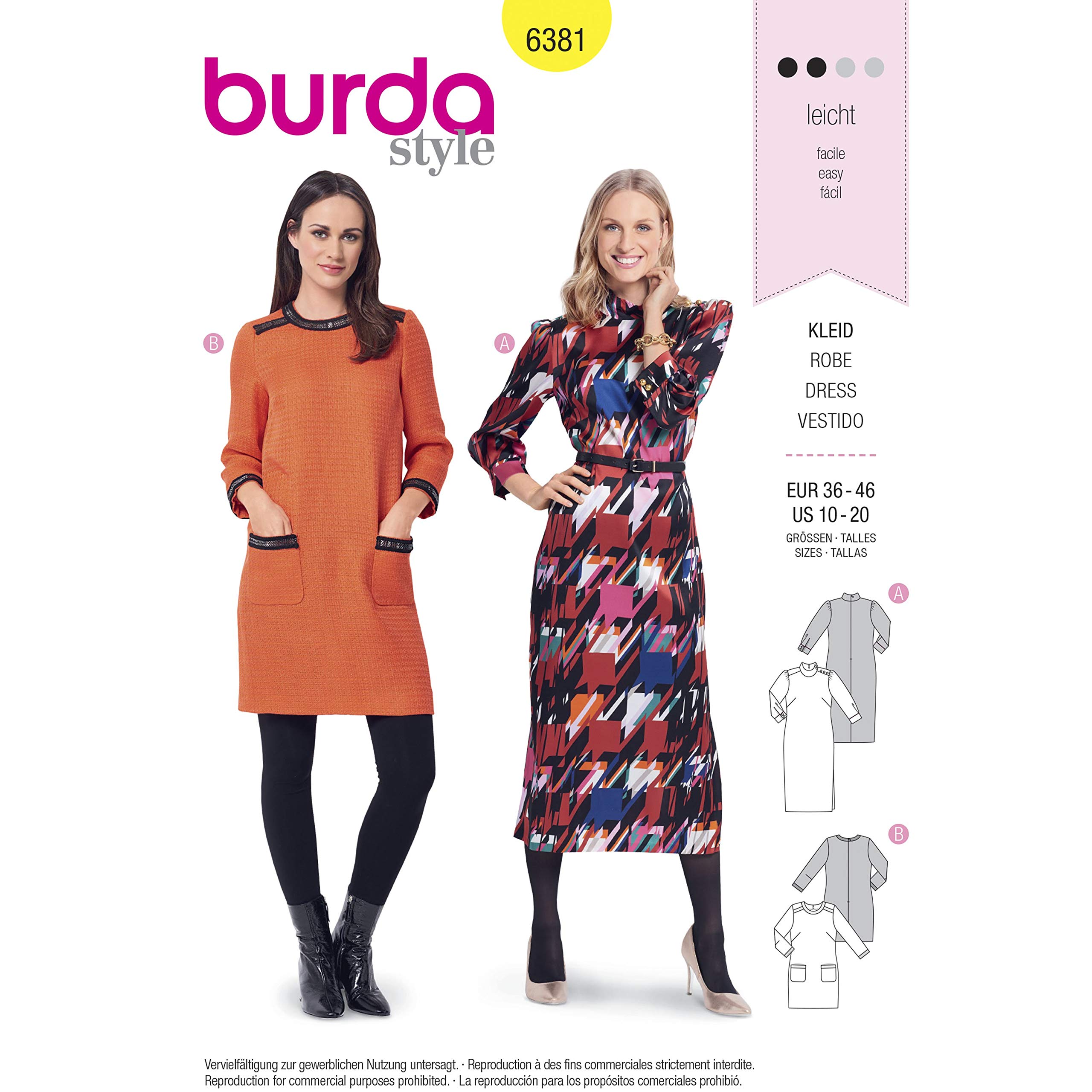burda-style-6381-kleid-schnittmuster-gr-38-48-retro-80er image 1