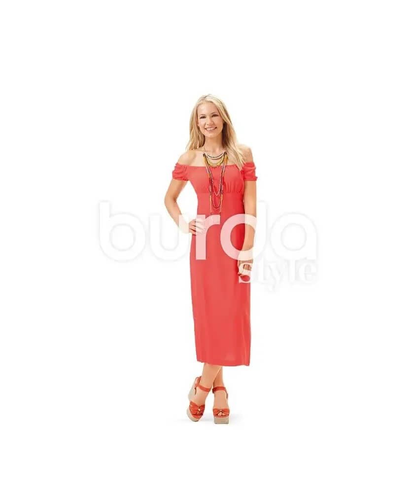 burda-style-6686-schnittmuster-damen-kleid-tr-gerkleid-carmenkleid-empirenaht-gr image 4