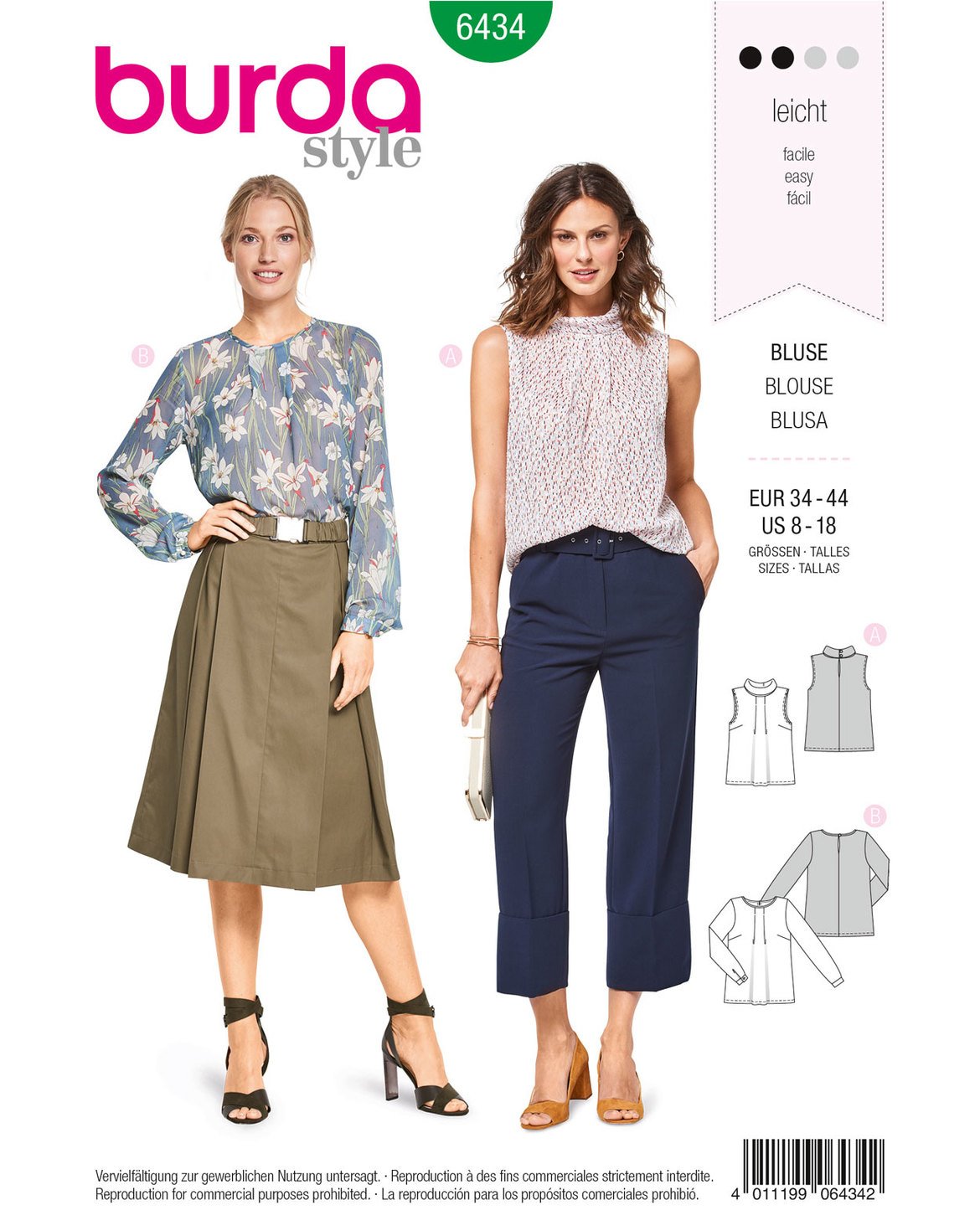 burda-style-b6434-schnittmuster-damen-blusen-gr-34-44 image 1