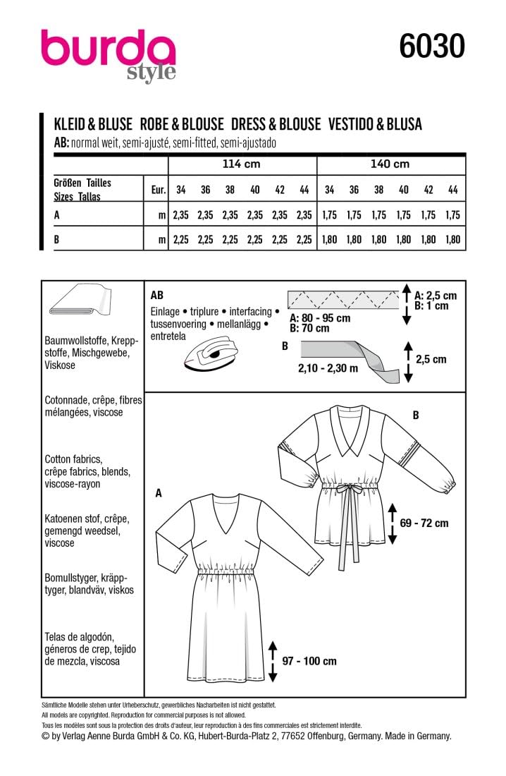 burda-style-schnittmuster-6030-midikleid-und-bluse-mit-gummizug-damen-gr-34-44-n image 7
