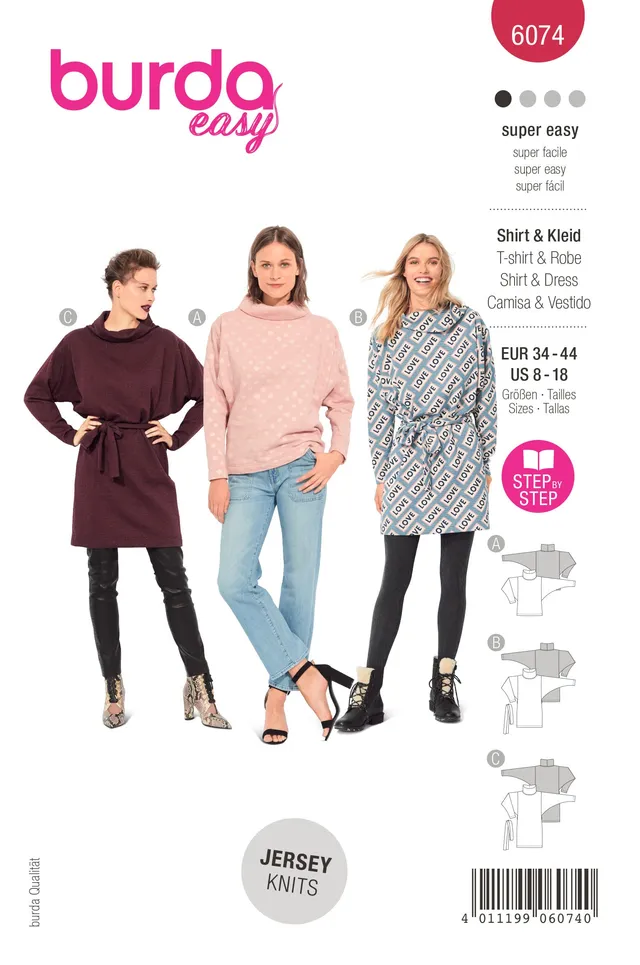 burda-style-b6074-papierschnittmuster-oberteil-und-kleid-damen-gr-34-44 image 1