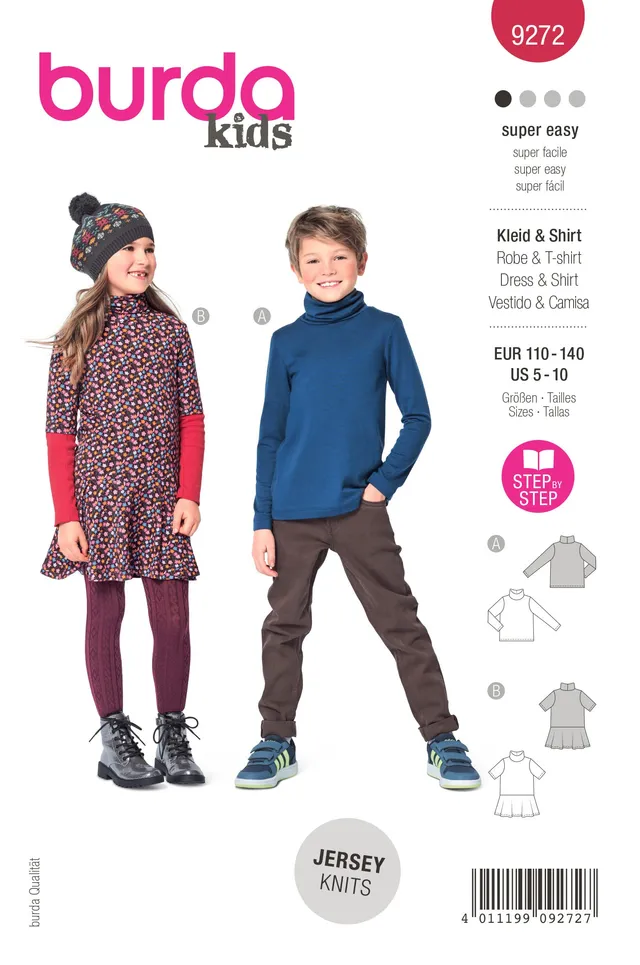 burda-style-9272-schnittmuster-kleid-und-shirt-kids-gr-110-140 image 1