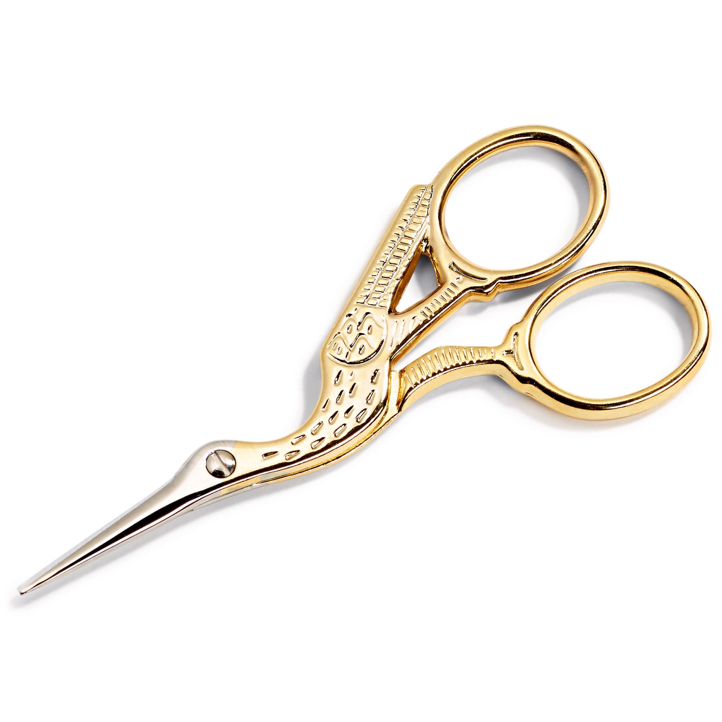 prym-611445-stickschere-storch-9-cm-vergoldet-feine-spitze-gold image 1