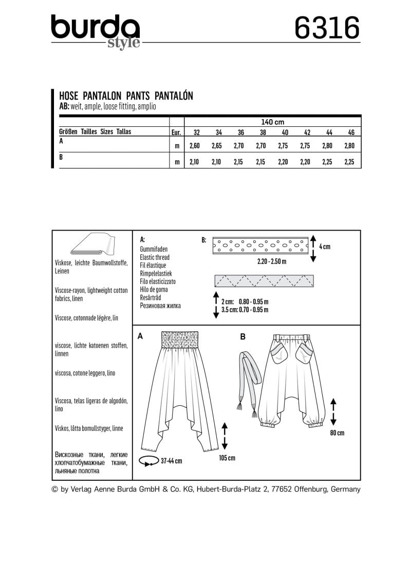 burda-style-6316-schnittmuster-damen-hosen-sarouelhose-gr-32-46 image 6