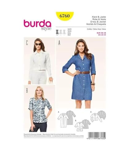 burda-style-papierschnittmuster-damen-hemdblusenkleid-jacke-6760-gr-36-48 image 5