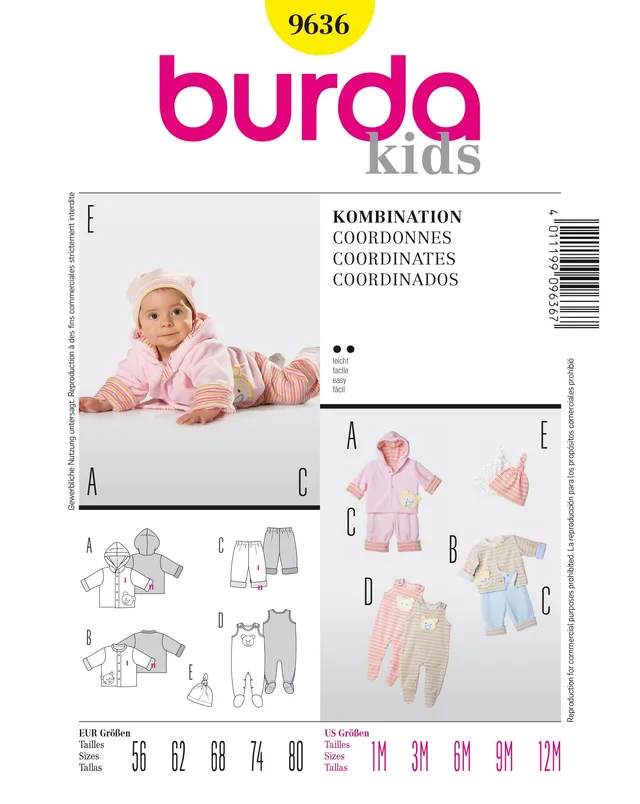 burda-style-9636-schnittmuster-baby-jacke-hose-strampler-gr-56-80 image 1