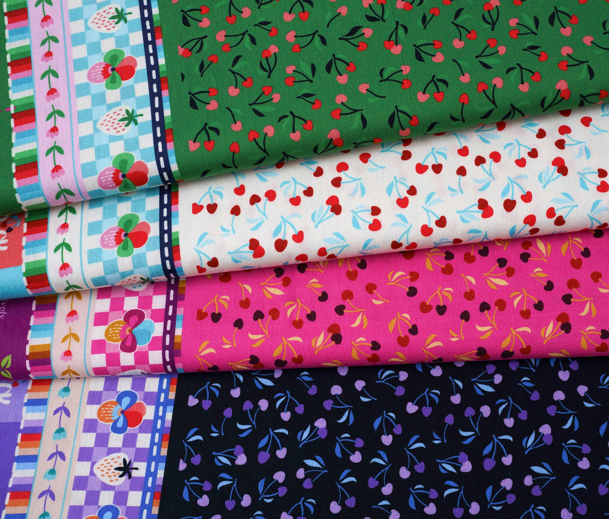 albstoffe-picknick-cherries-new-cotton-satin-bio-webware-meterware image 7